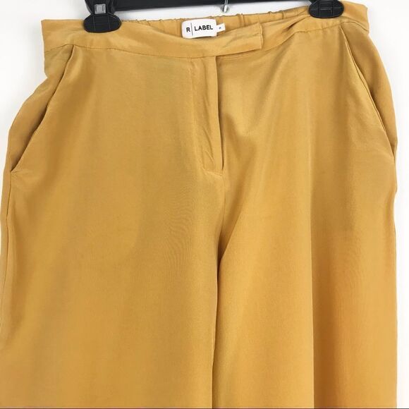 R Label The Reset Yellow Silk Wide Leg Capri Pants - Picture 6 of 13